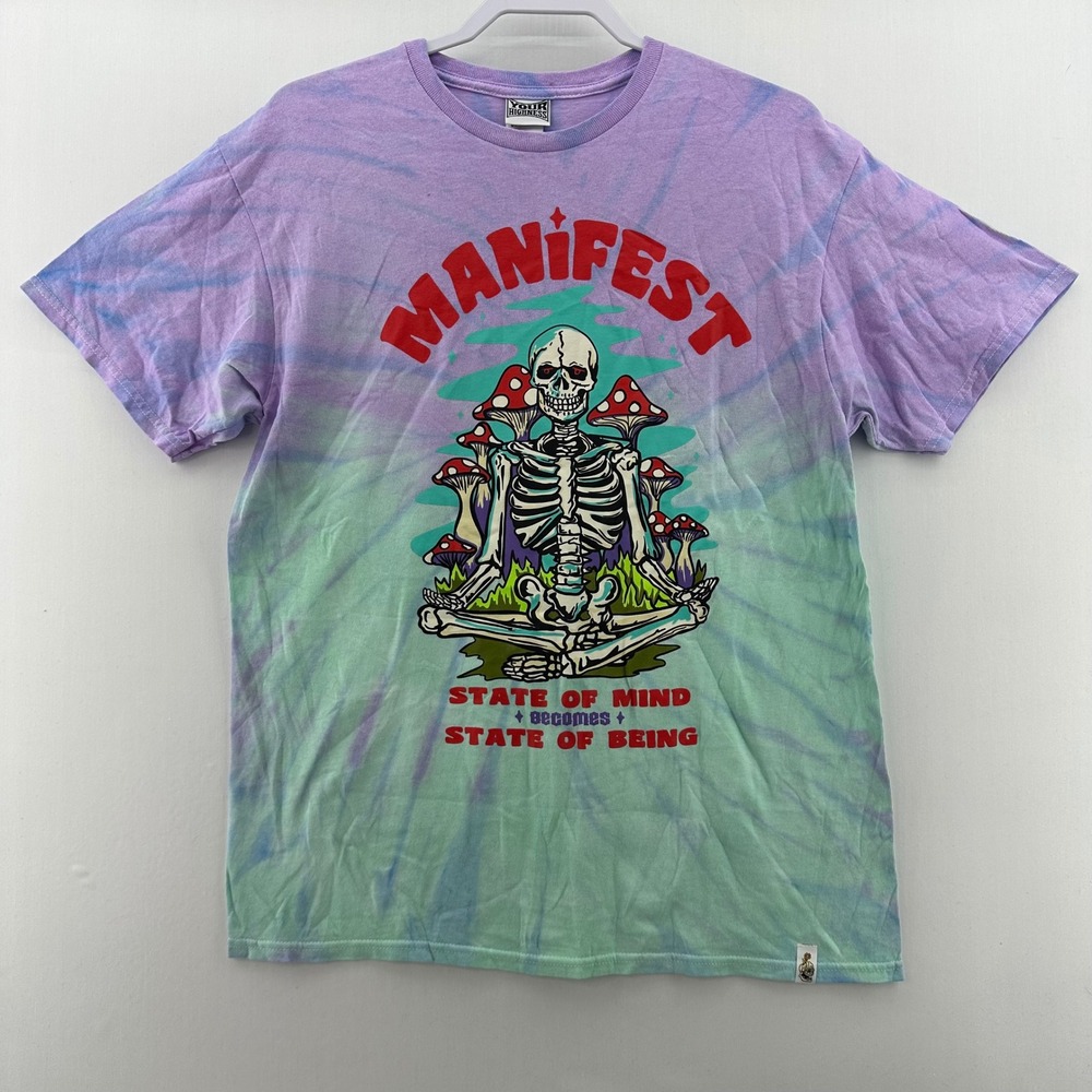 Your‎ Highness Tie Dye Manifest Skeleton Graphic T-Shirt Size Large NWOT